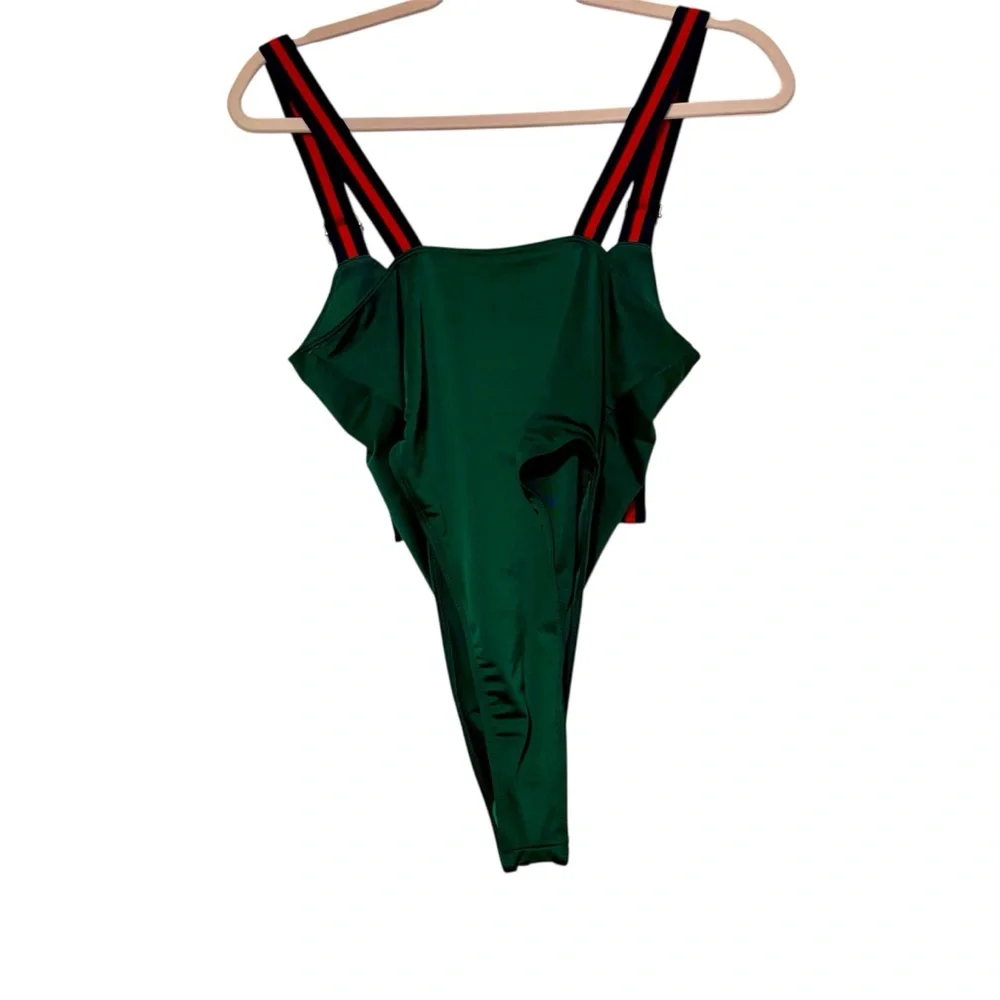 Icon swim women’s XL Green Swimsuit‎ with striped adjustable straps - Picture 4 of 6